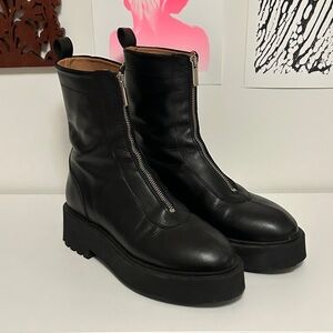 Flattered Alma Black Leather Zip-Up Boots